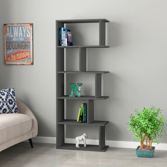 Tapi Modern Anthracite Grey Bookcase Display Unit – Tall 159cm