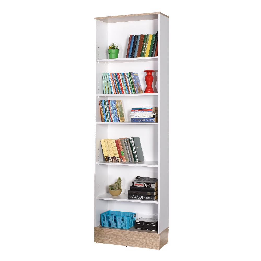 Adore Teen White & Oak 6-Tier Bookcase Shelving Unit