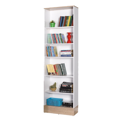Adore Teen White & Oak 6-Tier Bookcase Shelving Unit