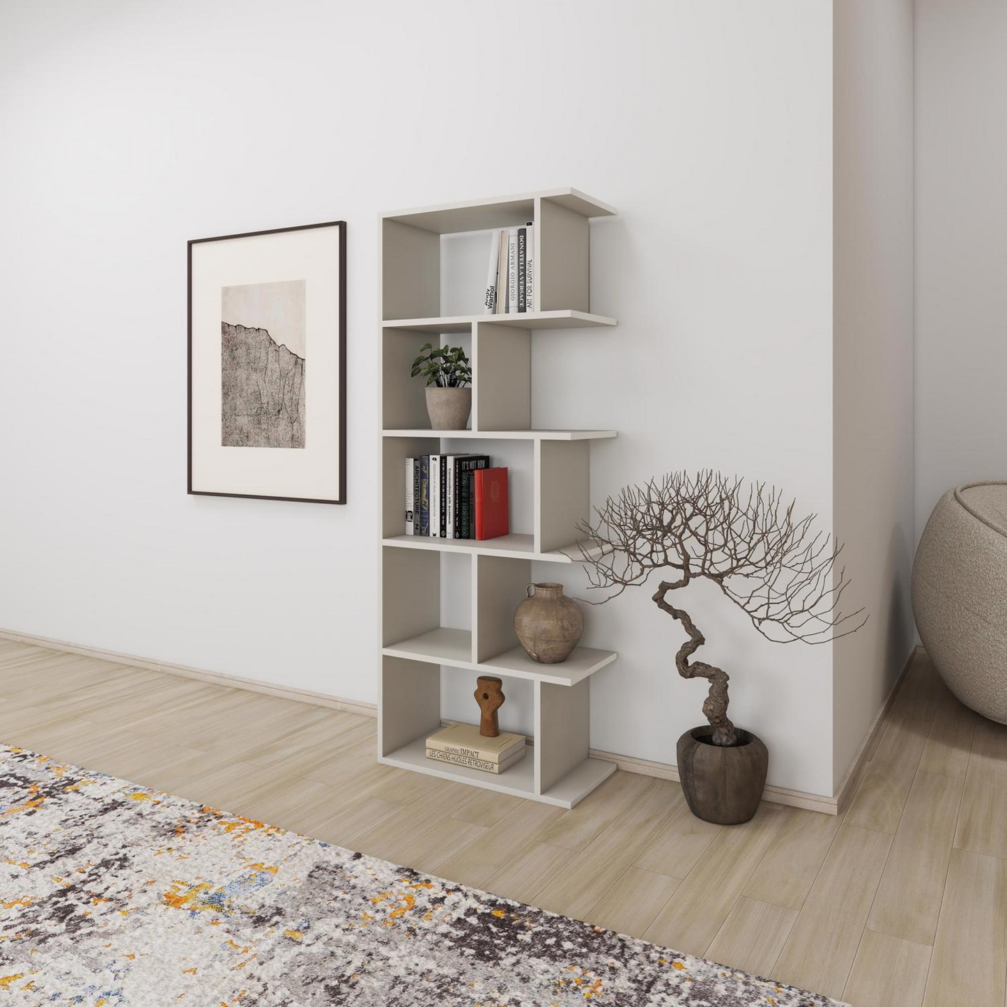 Tapi Modern Sandstone Bookcase Display Unit – Tall 159cm