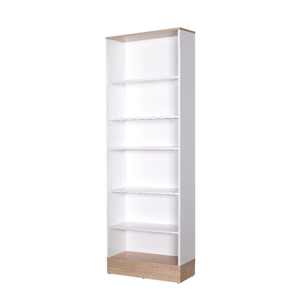 Adore Teen White & Oak 6-Tier Bookcase Shelving Unit