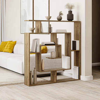Labirent Modern Dark Oak Bookcase Display Unit – 129cm High