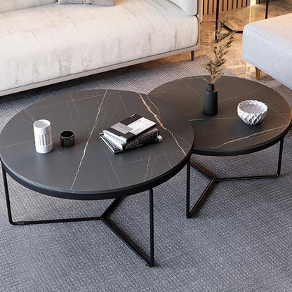 Iver Stone Round Nesting Coffee Table Set For Display