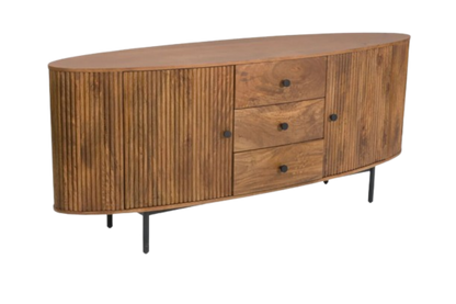 Torello Two Door Three Drawer Mango Wood Oval Sideboard