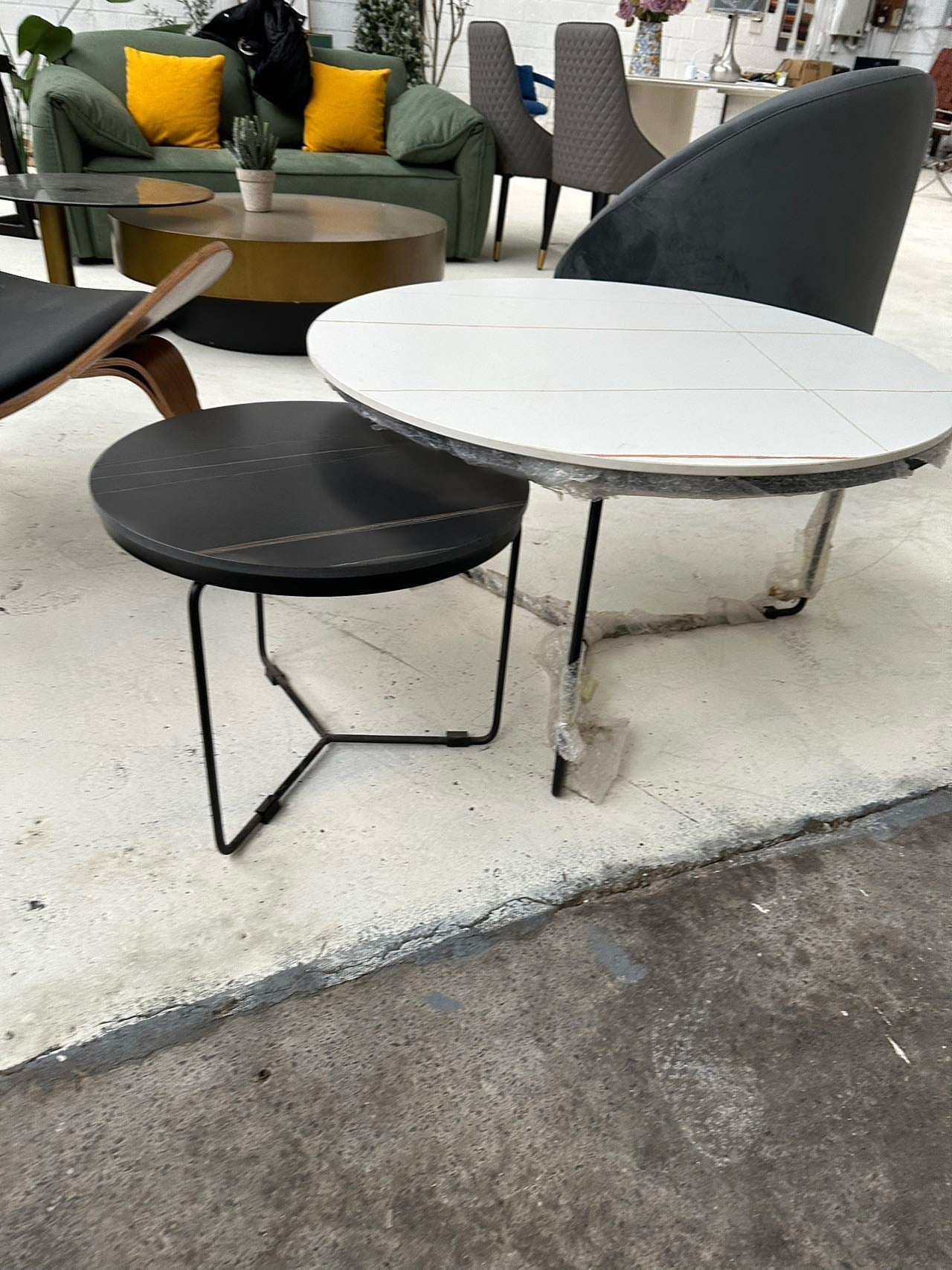 Iver Stone Round Nesting Coffee Table Set For Display