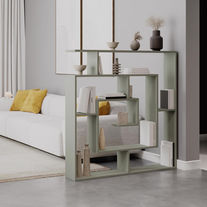 Labirent Modern Ash Green Bookcase Display Unit – 129cm High