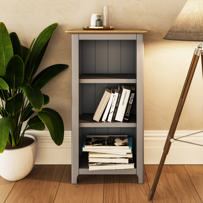 Taberno Oak 3-Tier Bookcase – Dove Grey