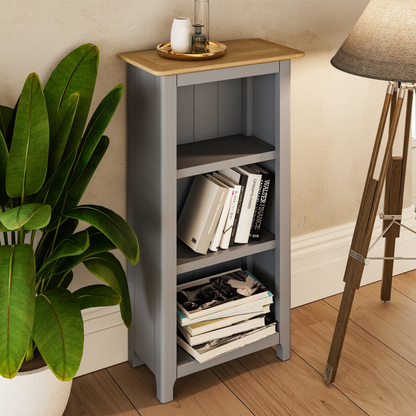 Taberno Oak 3-Tier Bookcase – Dove Grey