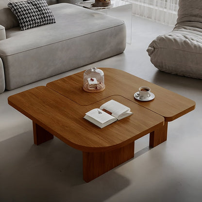 Helios Square Coffee Table Set, Black & Walnut