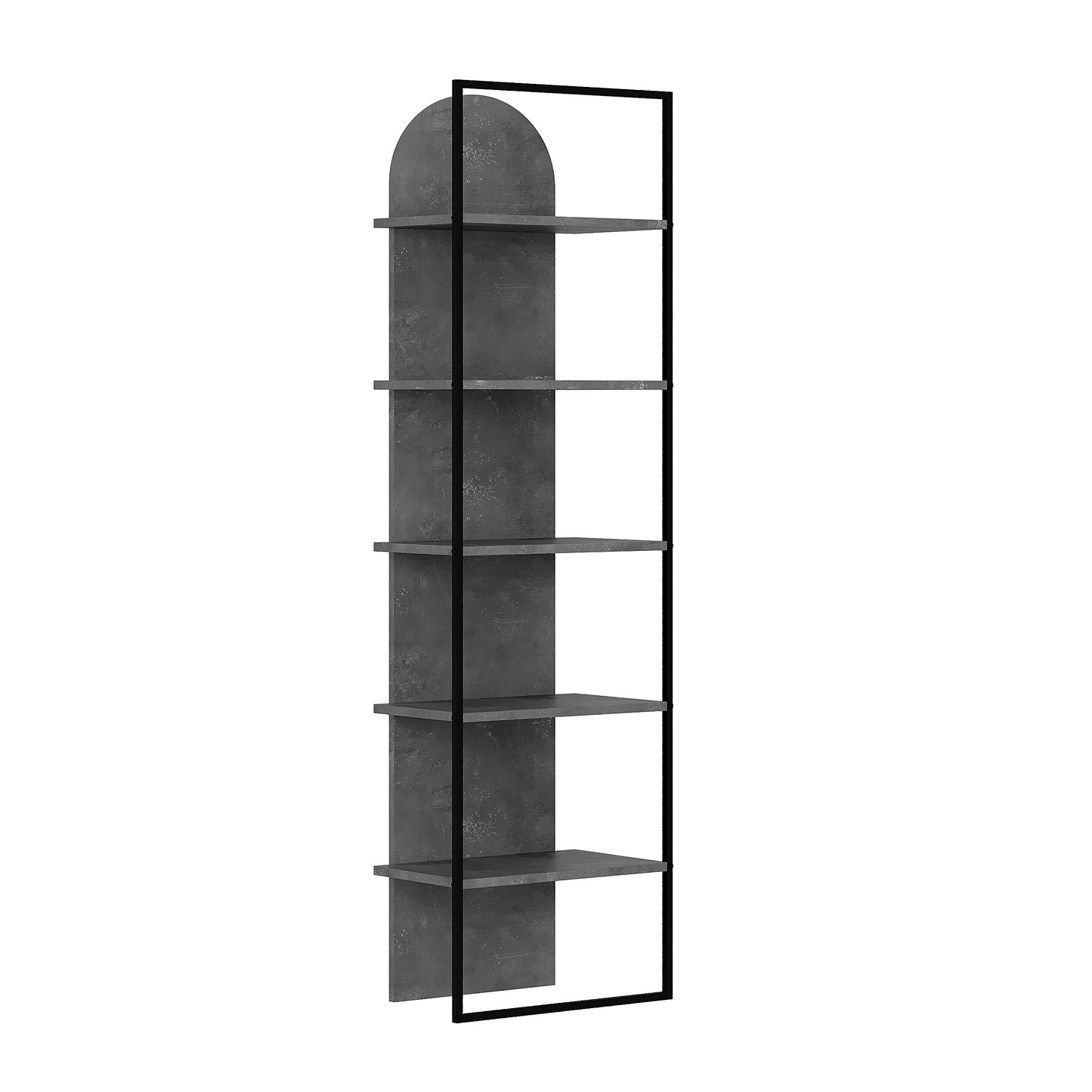 Archy Modern 5-Tier Wall Mounted Bookcase – Retro Grey 180 cm