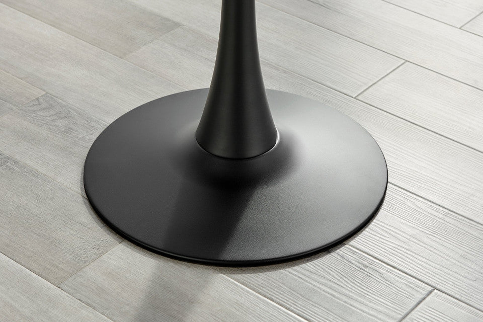 Elina White Marble Effect Round Dining Table & 2 Calla Black Leg Chairs