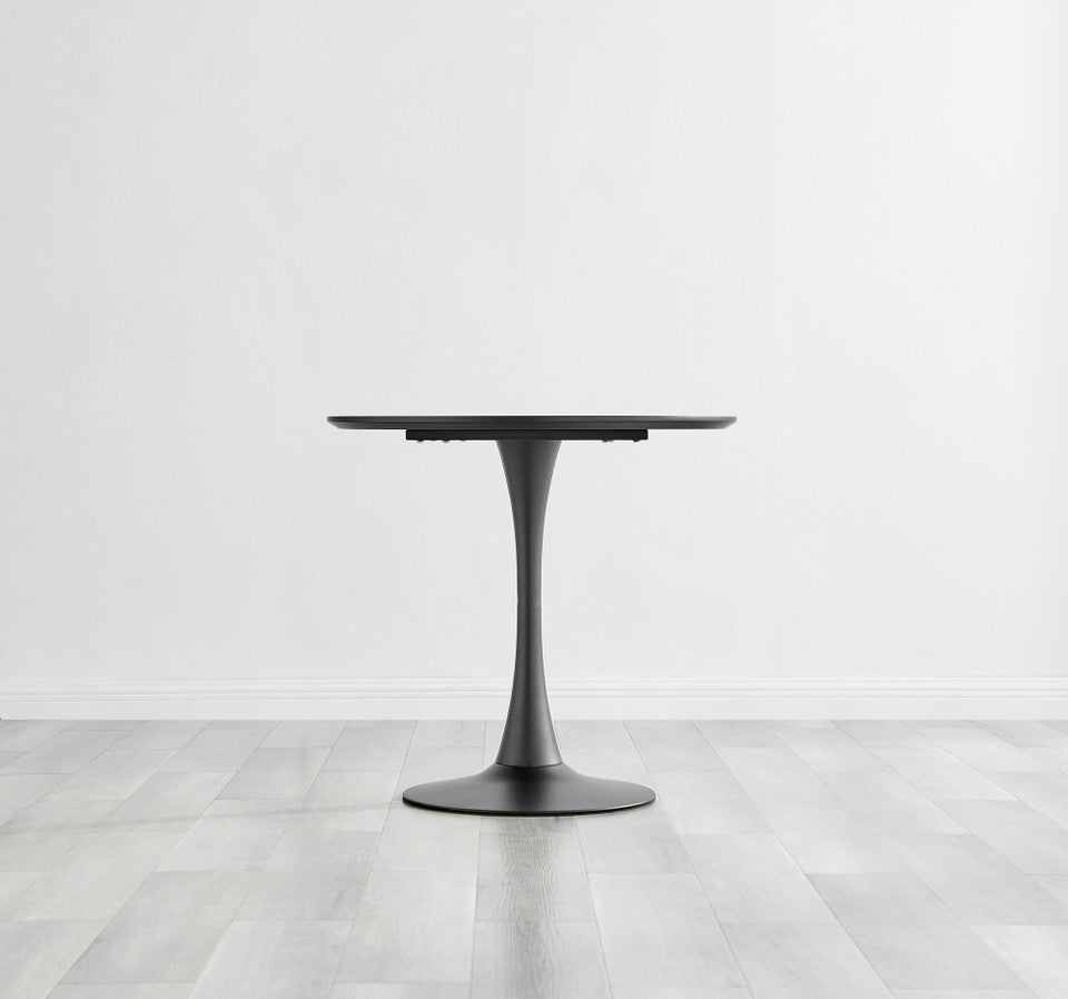 Elina White Marble Effect Round Dining Table & 2 Calla Black Leg Chairs