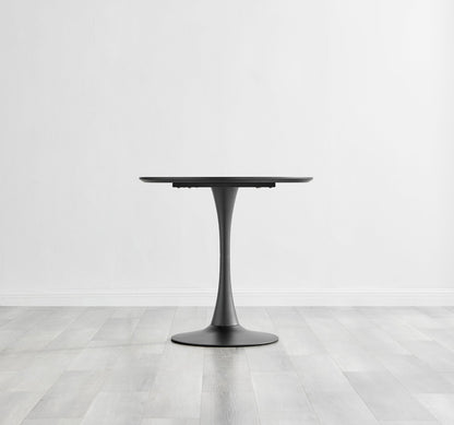 Elina White Marble Effect Round Dining Table & 2 Calla Black Leg Chairs