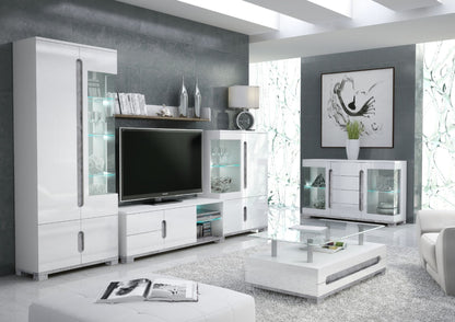 Elise White High Gloss And Grey 1 Glass Door Display Cabinet