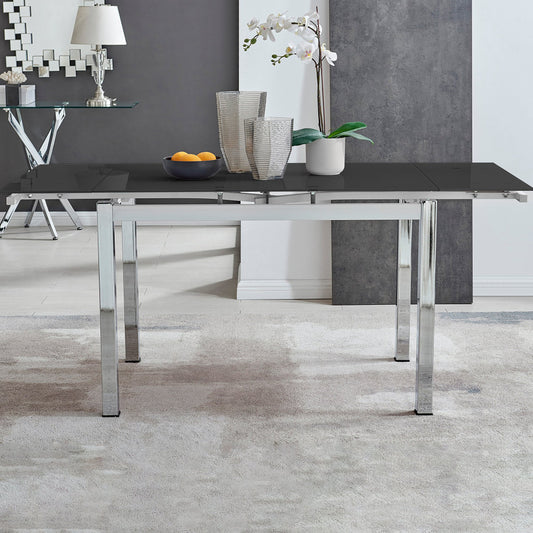 Enna Rectangular White Glass Extending 4-6 Seater Dining Table