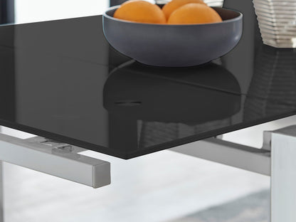 Enna Black Glass Extending Dining Table and 6 Lorenzo Chairs