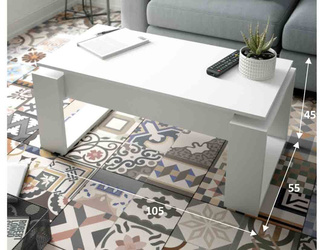 Felix White Coffee Table with Lift up Storage