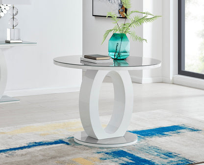 Giovani Round Grey 100cm Table and 4 Velvet Milan Black Leg Chairs