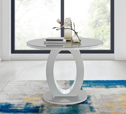 Giovani Round Grey and White High Gloss Glass 4 Seater Dining Table