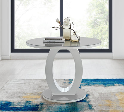 Giovani Round Grey 100cm Table and 4 Velvet Milan Black Leg Chairs