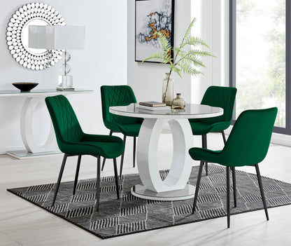 Giovani Round Grey 100cm Table and 4 Pesaro Black Leg Chairs