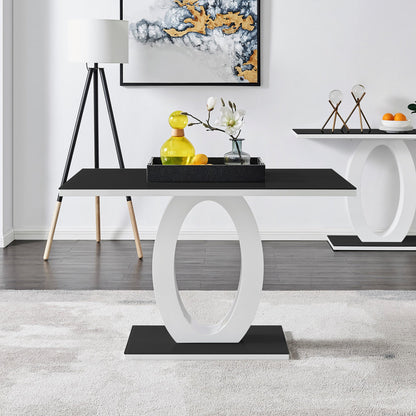 Giovani Rectangular Grey and White High Gloss Glass 4 Seater Dining Table