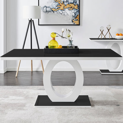 Giovani Rectangular Grey and White High Gloss Glass 6 Seater Large Dining Table