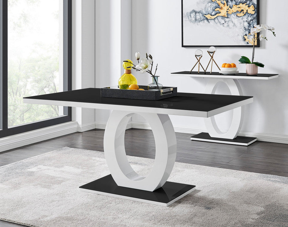 Giovani High Gloss And Glass Dining Table And 6 Willow Chairs Set