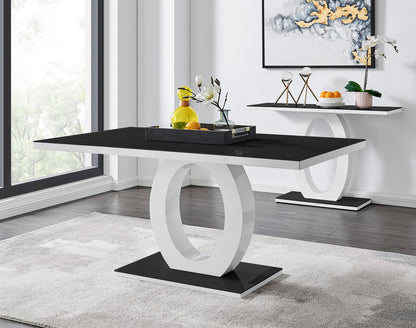 Giovani High Gloss And Glass Dining Table And 6 Willow Chairs Set