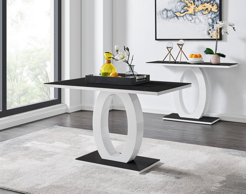 Giovani Rectangular Grey and White High Gloss Glass 4 Seater Dining Table