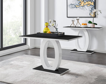 Giovani Rectangular Grey and White High Gloss Glass 4 Seater Dining Table