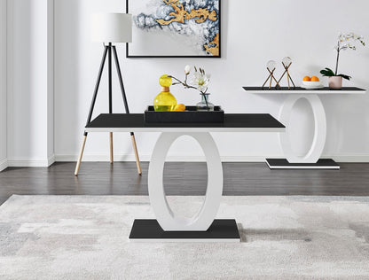 Giovani 4 Black Dining Table & 4 Pesaro Black Leg Chairs