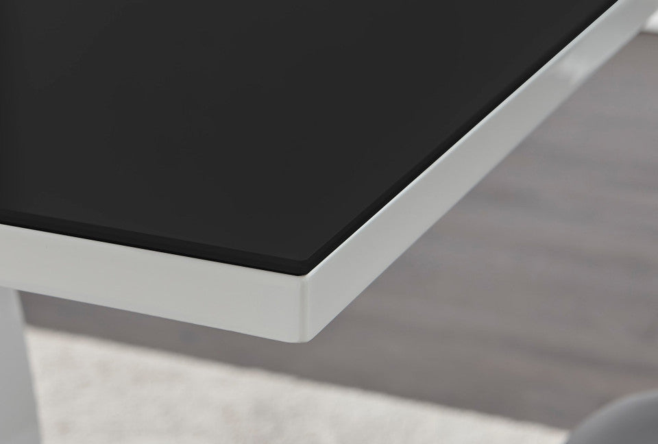 Imperia 4 Grey Dining Table and 4 Velvet Milan Black Leg Chairs