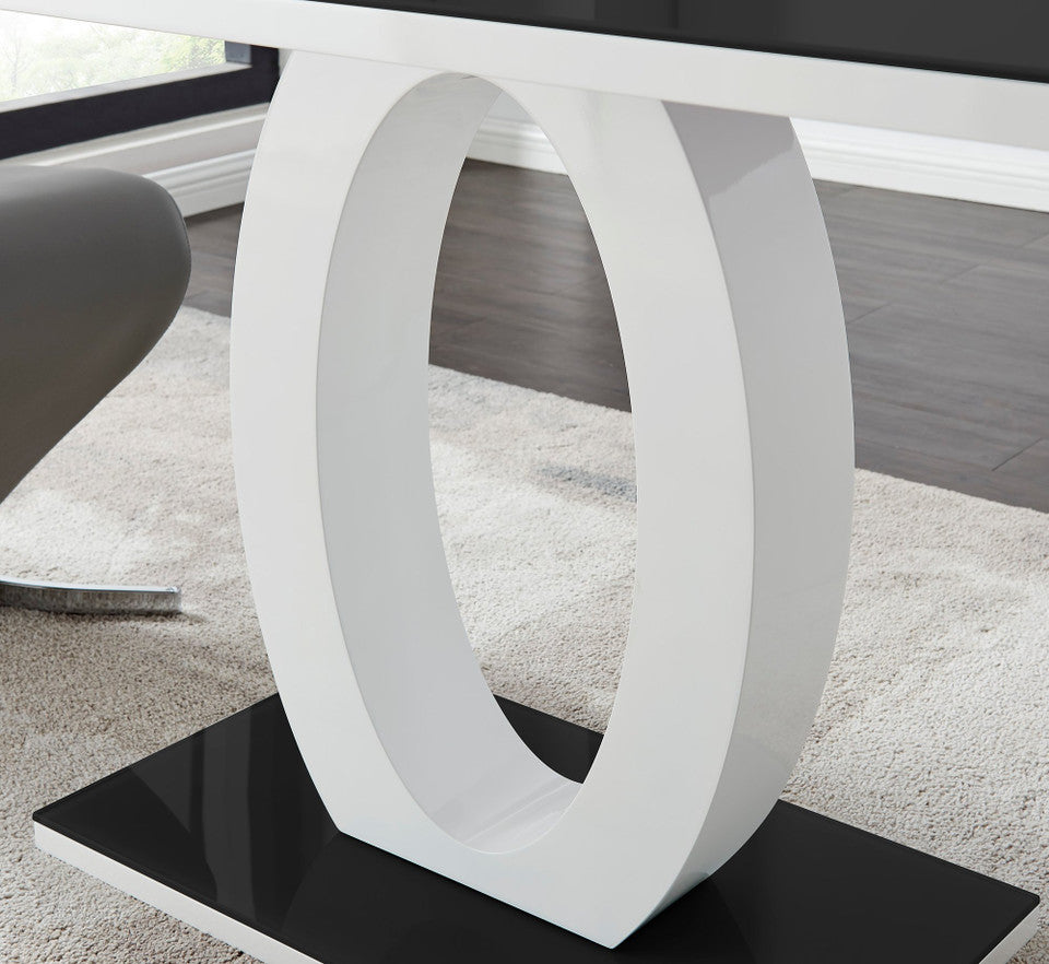 Giovani Black White High Gloss Glass Dining Table and 4 Willow Chairs Set