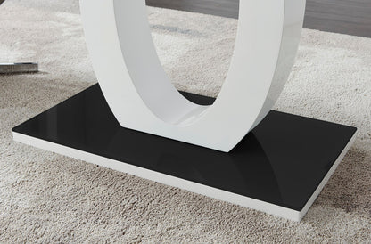 Giovani Rectangular Grey and White High Gloss Glass 4 Seater Dining Table
