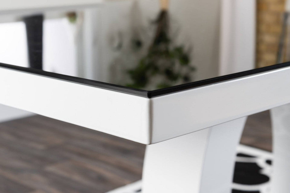 Giovani Rectangular Grey and White High Gloss Glass 6 Seater Large Dining Table