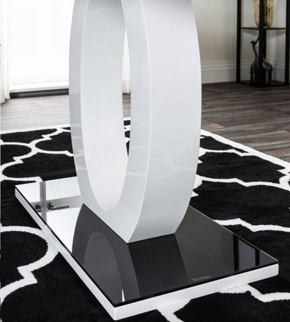 Giovani Black White High Gloss Glass Dining Table and 4 Willow Chairs Set