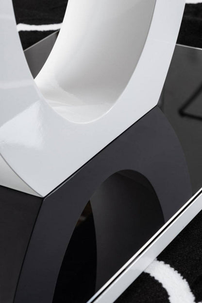 Giovani Rectangular Grey and White High Gloss Glass 6 Seater Large Dining Table