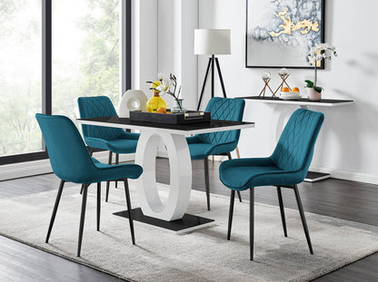Giovani 4 Black Dining Table & 4 Pesaro Black Leg Chairs