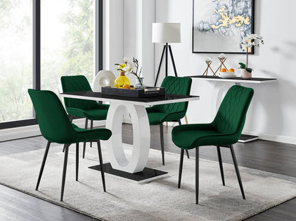 Giovani 4 Black Dining Table & 4 Pesaro Black Leg Chairs