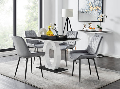 Giovani 4 Black Dining Table & 4 Pesaro Black Leg Chairs