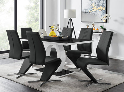 Giovani High Gloss And Glass Dining Table And 6 Willow Chairs Set