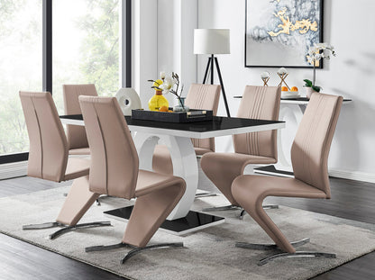 Giovani High Gloss And Glass Dining Table And 6 Willow Chairs Set