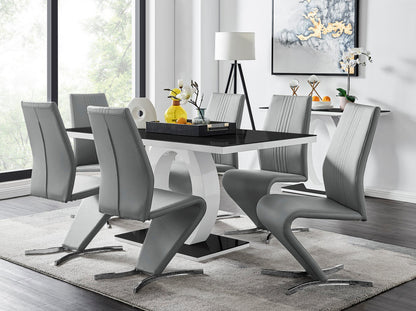 Giovani High Gloss And Glass Dining Table And 6 Willow Chairs Set