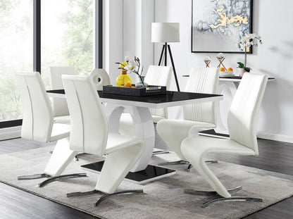 Giovani High Gloss And Glass Dining Table And 6 Willow Chairs Set