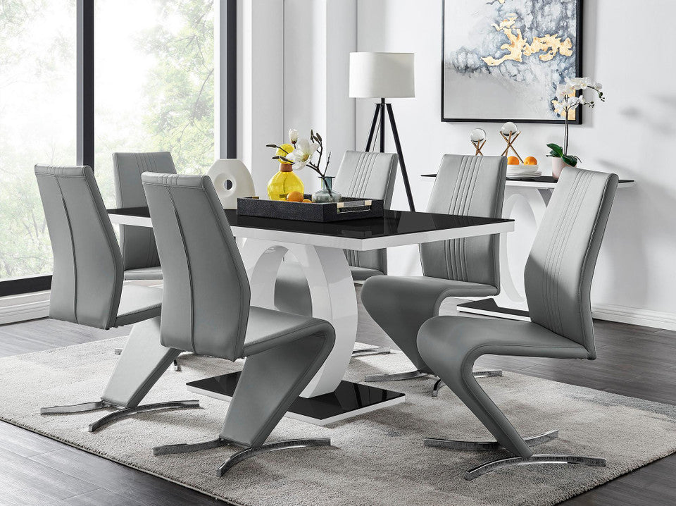 Giovani High Gloss And Glass Dining Table And 6 Willow Chairs Set