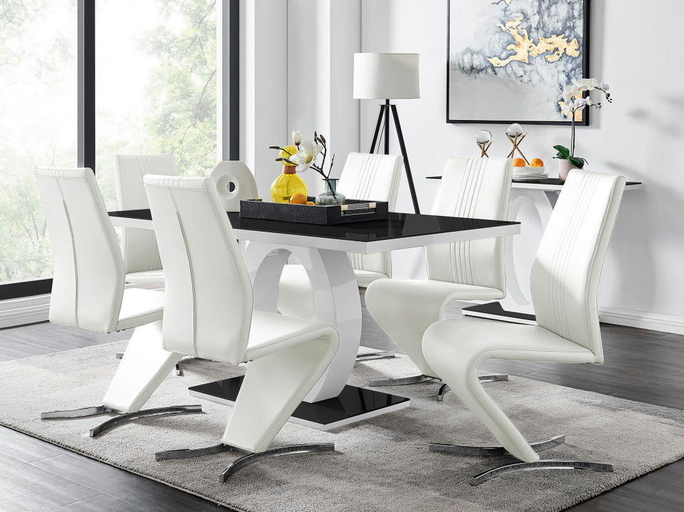 Giovani High Gloss And Glass Dining Table And 6 Willow Chairs Set