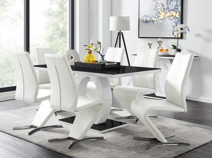 Giovani High Gloss And Glass Dining Table And 6 Willow Chairs Set