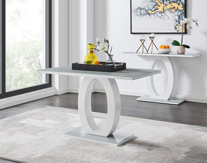 Giovani Grey White Modern High Gloss And Glass Dining Table And 4 Willow Chairs Set