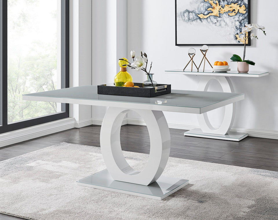 Giovani 6 Grey Table & 6 Velvet Belgravia Chairs
